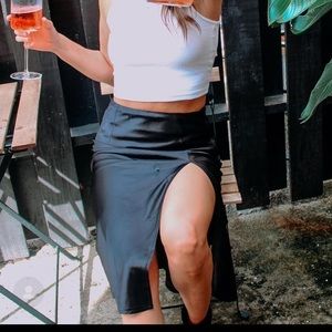 Black midi skirt with slit